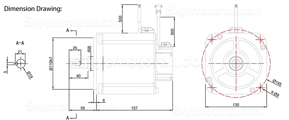 48V 1.5kW 130mm DC Servo Motor Kit 130ASM1500-2500C+MCAC8A0 48V 4.78Nm 37A 3000RPM with MCAC8A0 Servo Driver